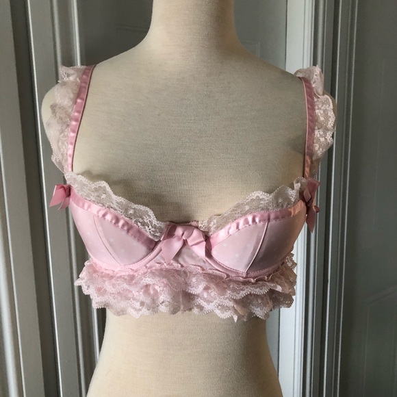 La SENZA Other - 💥2 for $30💥 LaSenza Vintage Pink Polka Dotted Ruffle Lace Bra